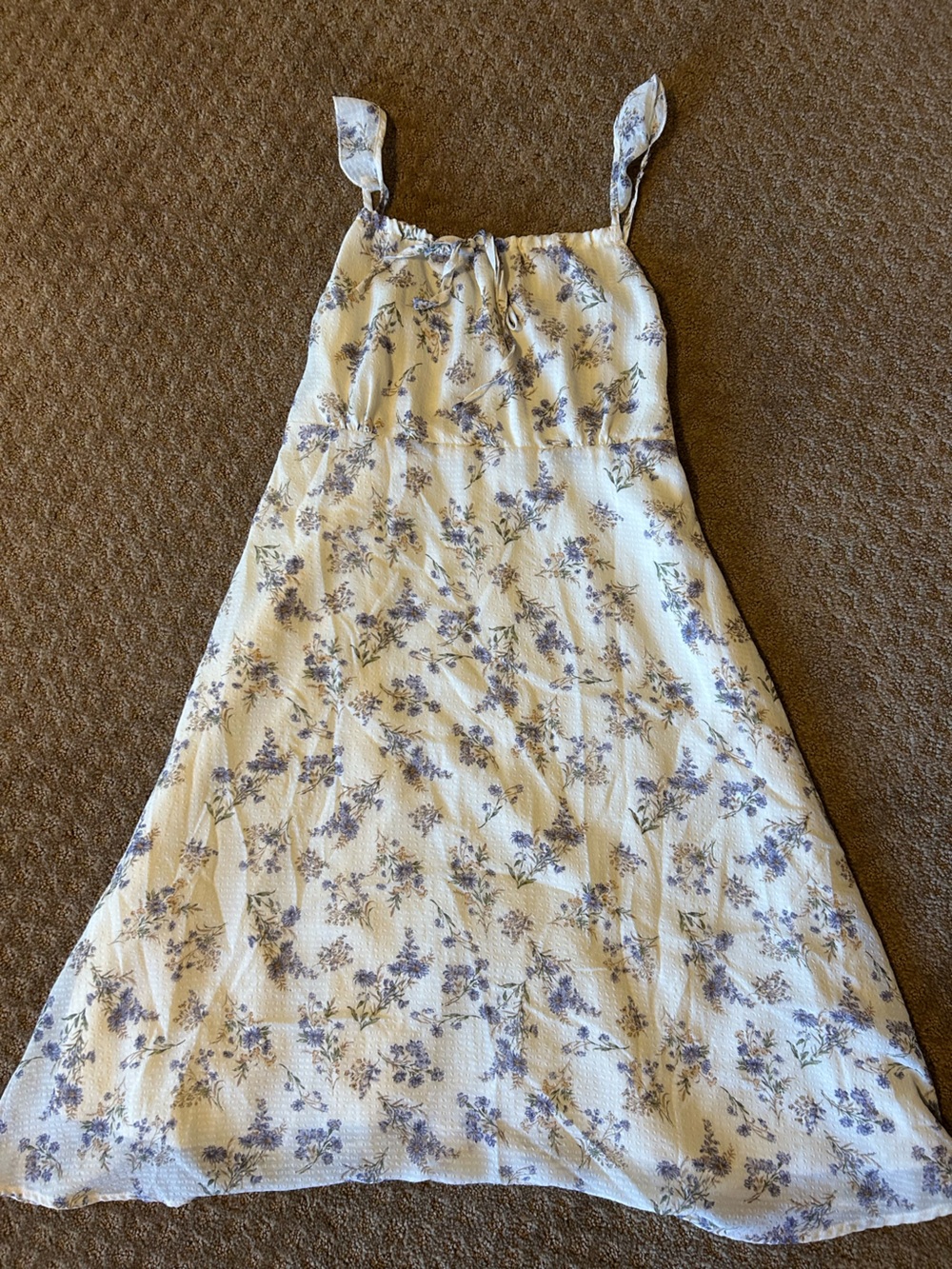 Floral Strappy Sundress in Ivory and Lavender